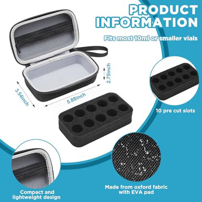 Teenyyou 10 Slots Peptide Case for Fridge Fits Standard 10ml Vials - color: Black, size: 10 Slots, style: Solid