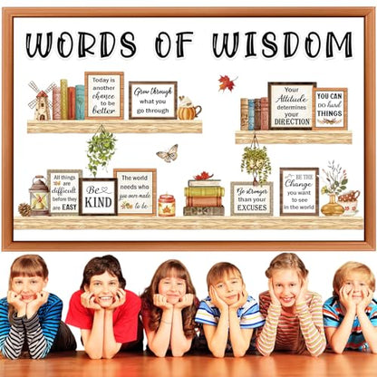Qilery Fall Bulletin Board Set, Motivational Classroom Decor Cutouts - style: Words of Wisdom