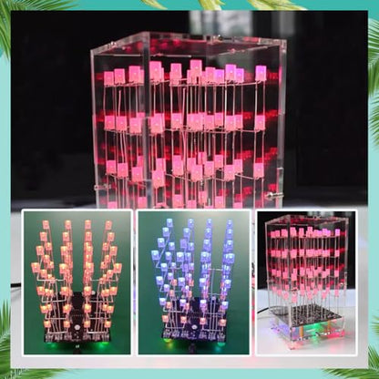 Soldering Practice Kit 4x4x4 LED Color Light Cube Kit Electronics Kit LED DIY Kit Soldering Project Kit Solder Practice