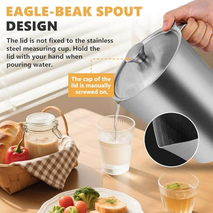 Stainless Steel Measuring Cup with Lid 2L 70 OZ