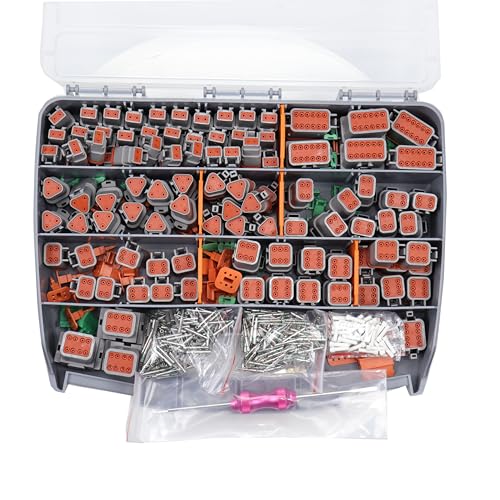 706 Pcs for Deutsch DT Connector Kit, Gray 2 3 4 6 8 12 Pin for DT Connectors with Solid Contacts Pick Removal Tool Size 16 Stamped Contacts, for Deutsch Pin Kit