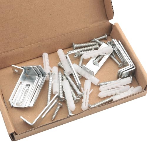 10PCS Whiteboard Installation Hardware Kit Hanging Right Angle Brackets Screws Expansion Tubes Used for Office Supplies Classrooms Homes Cafes Installing L-Shaped Support Fasteners Silver