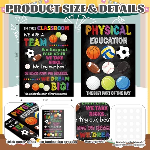 COCHIE Physical Education Sports Posters Set for Classroom Decorations, Back to School Gym Class Rules Poster Wall Decor for Primary Elementary Middle High School Teacher Must Haves - 14 4/5"x11" - style: Ball Sports