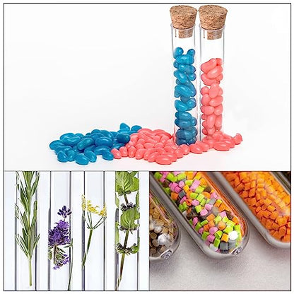 PATIKIL 6ml Plastic Test Tubes with Cork Stoppers, 20Pcs 78x13mm Tubes for Scientific Party Decoration Candy Bead Storage Bath Salt Lab Use, Clear - size: 78x13mm
