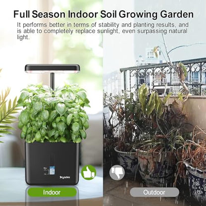Indoor Garden Growing Systems Self-Watering Plant Pot Smart Gardening System with 17 Watts LED Grow Light Auto Timer Gardening Plant Gifts for Mom Plant Pot for vegetables herbs(No Seeds&Soil) - color: Black