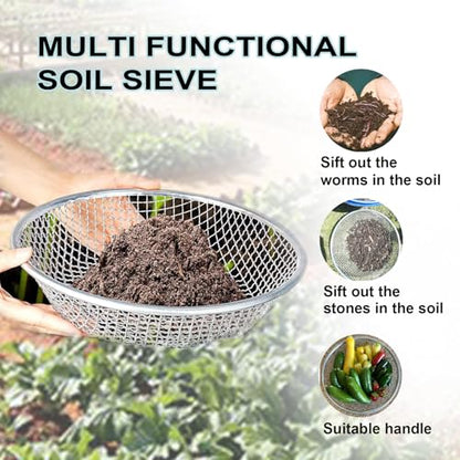 3PCS Soil Sifter for Gardening, Rock Sifter for 5 Gallon Bucket,Compost Sifter Dirt Sifter,Captures Dirt Rocks Sawdust - color: 3PCS (1/4in, 1/8in, 3/8in)