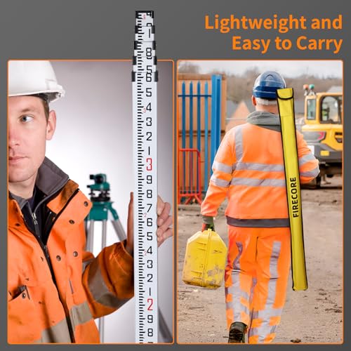 Firecore 16-Foot Aluminum Grade Rod - 10ths, 5 Sections Telescopic with Bubble Level-FLR500B - size: 16FT - 10ths