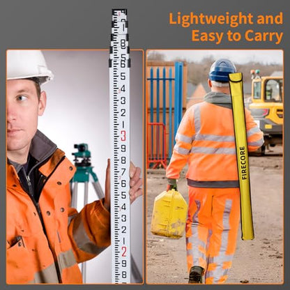 Firecore 16-Foot Aluminum Grade Rod - 10ths, 5 Sections Telescopic with Bubble Level-FLR500B - size: 16FT - 10ths