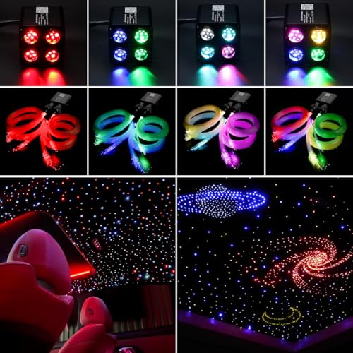 AKEPO 36W 4 Color Twinkle Starlights Headliner Fiber Optic Lights Kit - size: 1600pcs*13.1ft*0.03in