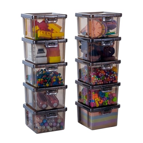 10 Pack Black Bead Organizer Box, Deep Small Stackable Snap-Lid Case - size: Black Square Small - 10 Pack