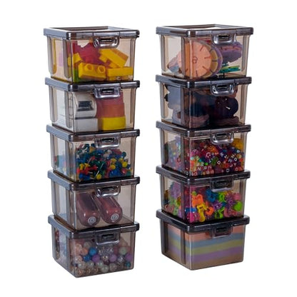 10 Pack Black Bead Organizer Box, Deep Small Stackable Snap-Lid Case - size: Black Square Small - 10 Pack