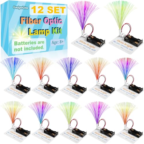 12 Bulk STEM Kits for Kids 8-12 Crafts, Science Projects Classroom Activities, Fiber Optic Light Experiments Craft Kit, Simple Electrical Circuits 4th 5th Grade, STEAM Return Gifts 8 9 10 11 Year Old