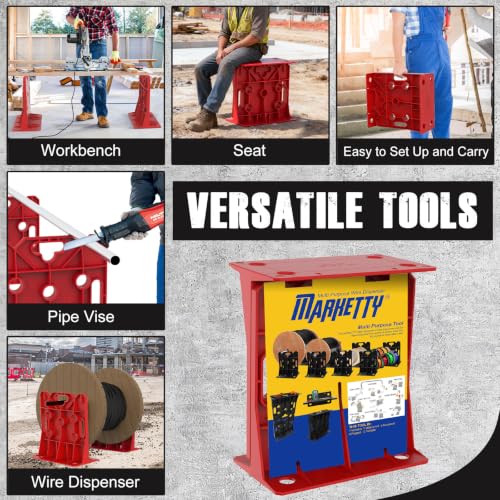 Multi Purpose Wire Dispenser, Cable/Wire Spool Rack, Wire Spool Caddy, Holds Spools Up to 34" In Diameter, Load Capacity 330 LBS, 1 Pair (Red) - color: Red