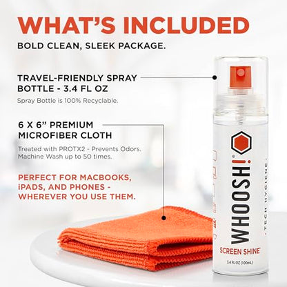WHOOSH! Screen Shine Go XL – Screen Cleaner Spray & Wipe Kit, 3.4 fl oz - size: 3.4 fl oz (Pack of 1)
