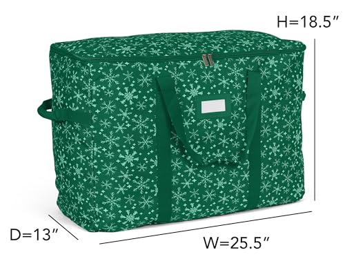 Covermates Treasurekeeper Storage Bag, Green Snowflake - color: Green Snowflake Polyester, size: 25.5W x 13D x 18.5H - Without Wheels
