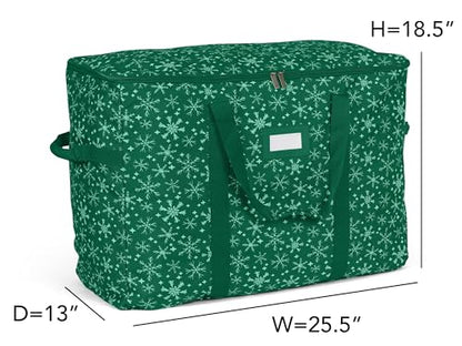 Covermates Treasurekeeper Storage Bag, Green Snowflake - color: Green Snowflake Polyester, size: 25.5W x 13D x 18.5H - Without Wheels