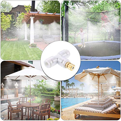 Honoson 32 Pieces 1/4" Brass Misting Nozzles Kit with 0.03 cm Orifice Thread Gold Nozzles for Patio Misting System Outdoor Cooling System Garden Water Mister