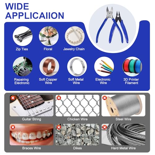 2 Pack Wire Cutters Set, 6"+5" Flush Cutters, Side Cutting Pliers
