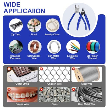 2 Pack Wire Cutters Set, 6"+5" Flush Cutters, Side Cutting Pliers