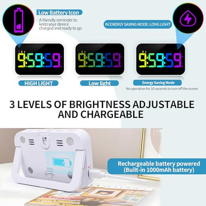 TXL Digital Timer for Classroom, Pomodoro & Kitchen, Rechargeable Magnetic Countdown Timer with Large LED Display, Loud Alarm, 3 Volume Levels, Vibration Mode & 3 Brightness Settings - style: Regular Version