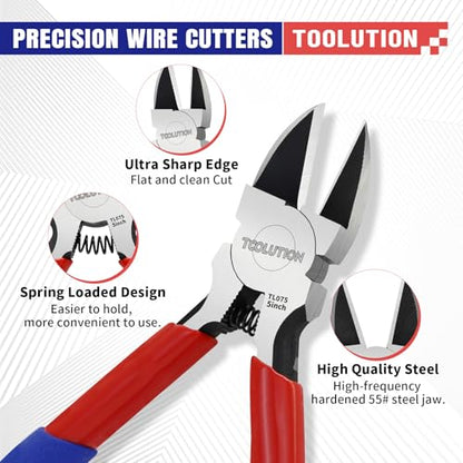 Pliers Set, Wire Cutters, Flush Cutters, Needle Nose Pliers 3 Pcs