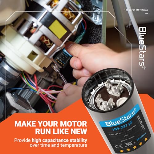 [Upgraded] BlueStars 189-227 MFD uF 125VAC Capacitor - size: 189-227 MFD 110-125 VAC