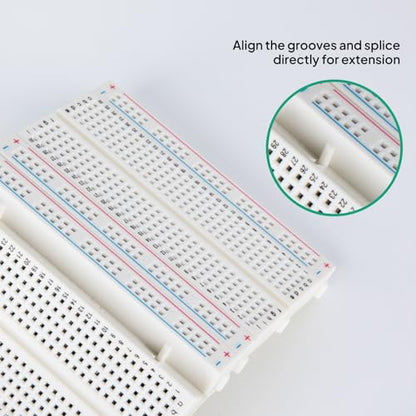 ELEGOO 400-Point Solderless Breadboard with 4 Power Rails 3PCS - size: 3 PCS 400 Point
