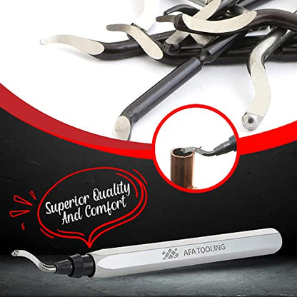 AFA Tooling Deburring Tool, 16 Blades, Silver CNC Anodized Aluminum Handle - style: 16 Mixed Blades Kit