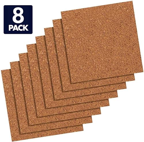 Quartet Cork Tiles, Bulletin Board Cork Panels 12" x 12" x 3/16", Natural, 8 Pack (108) - size: 12" x 12"