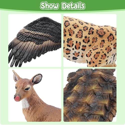 Toymany 14PCS Mini North American Forest Animals Figurines, Realistic Jungle Animal Toys Includes Elk Pronghorn Leopard Gey Fox for Kids Adults Toddlers - color: Forest