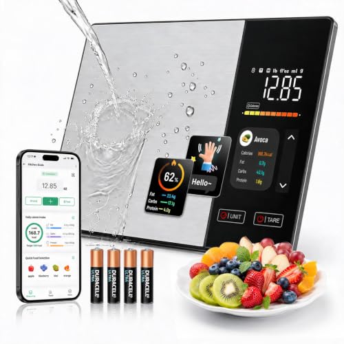 Smart Nutrition Food Scale, TFT Color Screen, Fitdays+ App, 50 Offline Foods, Sync Apple Health & Fitbit, 11lb Stainless Steel Digital Kitchen Scale for Weight Loss & Baking
