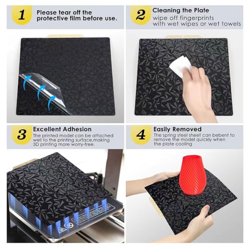 HzdaDeve Build Plate for Adventurer 5M/5M Pro/AD5X Double Sided Textured PEI Sheet and Smooth PEO Steel Sheet Bed Glue-Free Printing for FLASHFORGE Adventurer 5M Plate 3D Printer (PEO+PEI) - color: Gold+PEO