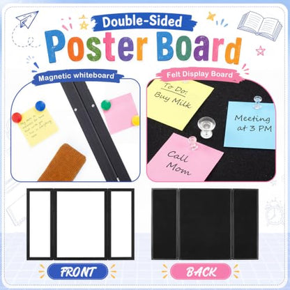 36 x 24 Trifold 3-Panel Display Board with Black Felt Board and Storage Bag - color: White-black, size: 36 x 24inch