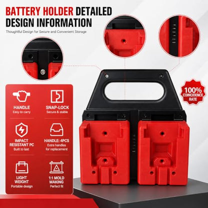 Battery Carrying Holder for Milwaukee 18V, Battery Storage Organizer Rack - size: MW-4