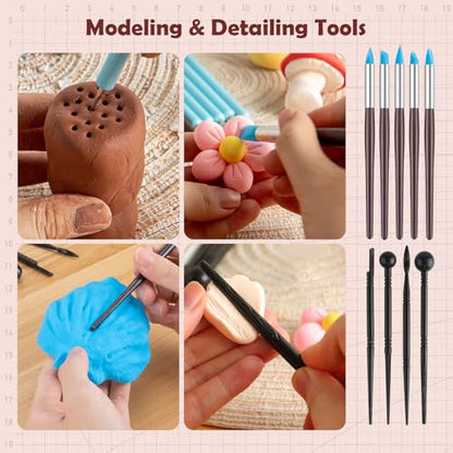 27PCS Clay Tools Sculpting, Ceramics Tools Set, Ceramic & Pottery Modeling Tools, Air Dry Clay Tools, Polymer Tools Kit for Carving, Molding, Pottery Wheel, Crafting Supplies, Pros, Beginners, Adults - color: 27PCS