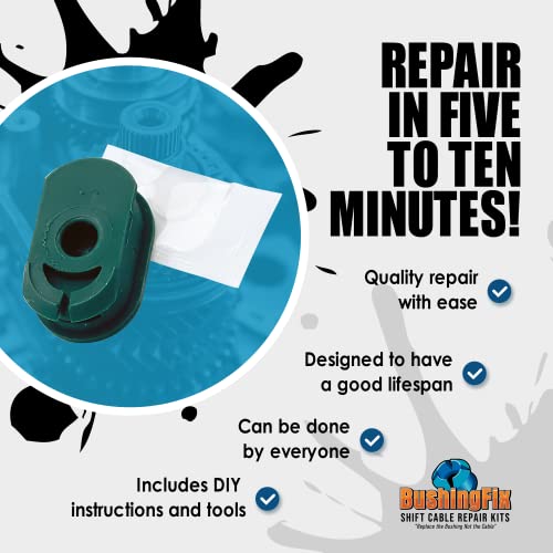 BushingFix SB1Kit - Saab 9-5 Replacement Bushing for Automatic Transmission Shift Cables, Easy Repair Kit Automotive Replacement Transmission Shift Cables, Transmission Shift Cable Bushing Repair Kit