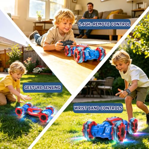 Remote Control Car - RC Drift Car Gesture Sensing Toy Boy Age 6-8-12 Gifts - color: Red