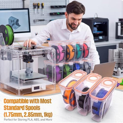 20 Pack 3D Printer Filament Storage Box Set,4 L,Orange Seal - color: Orange Seal