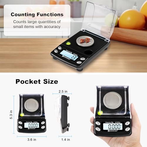 UNIWEIGH Digital Milligram Scale Accurate 0.001g/50g mg Scale for Powder - color: Black