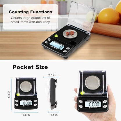 UNIWEIGH Digital Milligram Scale Accurate 0.001g/50g mg Scale for Powder - color: Black