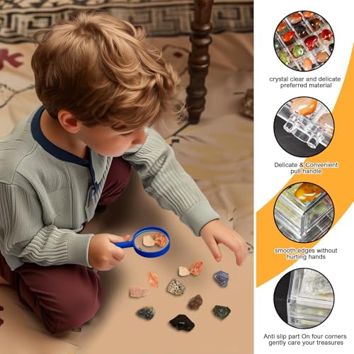 Rock Collection Display Case, 120 Grid Storage Organizer for Collectibles - size: 5C layers