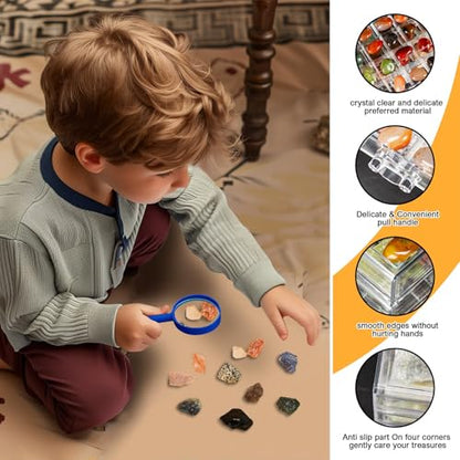 Rock Collection Display Case, 120 Grid Storage Organizer for Collectibles - size: 5C layers