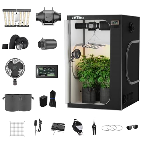 3x3 Grow Tent Kit Complete System with WiFi App Control, 1680D Oxford Canvas, Black, Indoor Plant Growing Enclosure