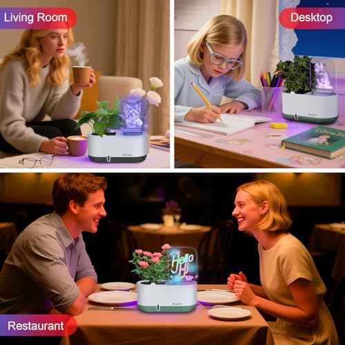 Planter with LED Note Board & 7 Colors Pen, Led Acrylic Message Board with Planter,Dog Board Night Light with Planting Pot for Mother's Day/Children's Day Gifts(No Plant) - color: Gray-Dog