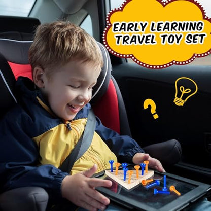 Zhanmai 3 Sets Wooden Triangle Peg Travel Game, Blue & Orange Peg - color: Blue & Orange Peg