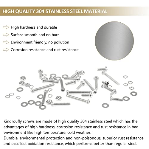 562 Pieces M2.5 x 4/6 /8/10 /12/16 /20mm Phillips Pan Head Machine Screws Nuts Washers Assortment Kit, 304 Stainless Steel, Fully Machine Thread - size: M2.5
