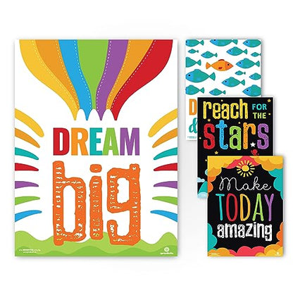 Sproutbrite 6 Pack 12” x 16” Educational Motivational Posters & Charts - color: Encouraging Poster