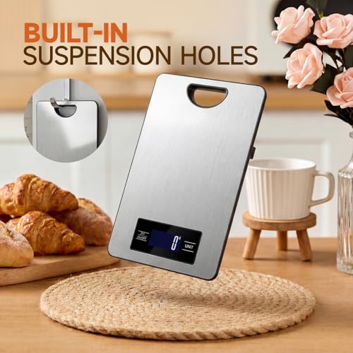 Food Scale, Digital Kitchen Scale with Hanging Loop, 11lb Baking Scale - color: Silver