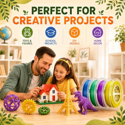AOSEED PLA Filament Set 1.75mm (±0.02mm), 4-Pack, 200 g (0.44 lb) per Spool - color: Multi-Color (4 PLA)