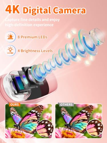 1000X Handheld Digital Microscope for Kids, 2.4" IPS Screen STEM Toys - color: Pink